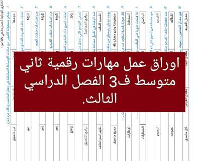 اوراق عمل مهارات رقمية ثاني متوسط ف3 الفصل الثالث 1445