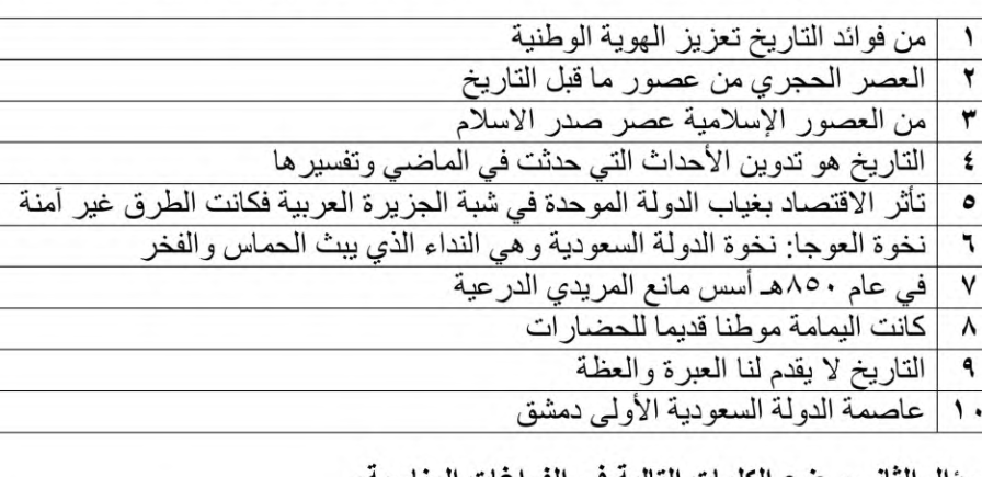 اختبار الفترة الدراسات الاجتماعية سادس ابتدائي الفصل الاول 1446