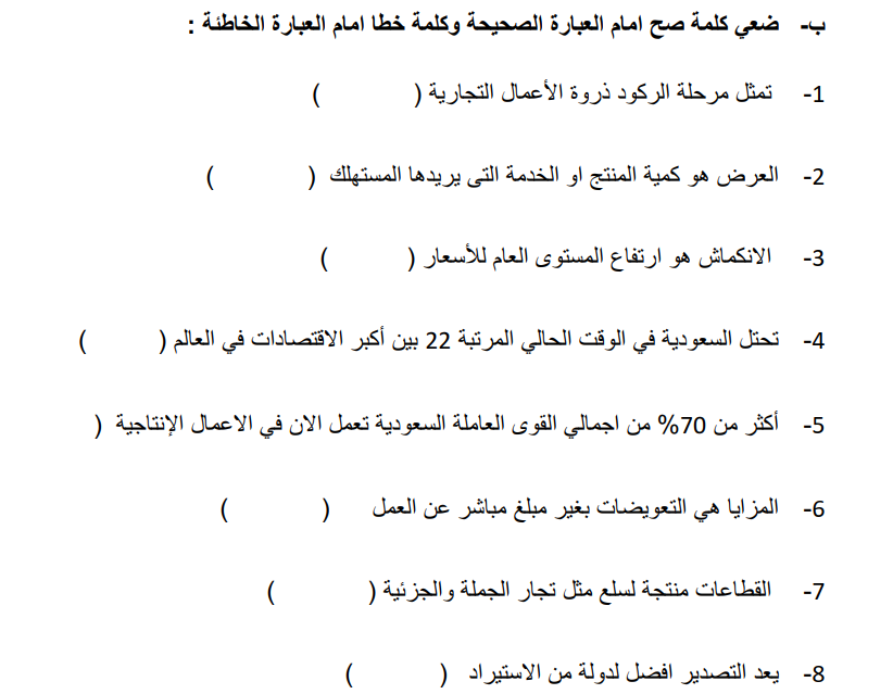 اختبار نهائي مقدمة في الاعمال ثاني ثانوي مسارات ف1 1446