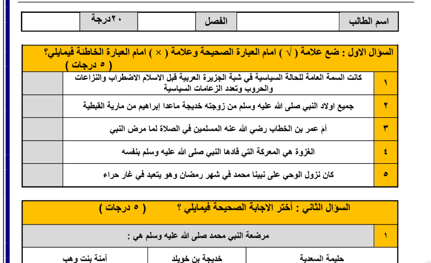 اختبار اجتماعيات اول متوسط الفصل الثاني 1446